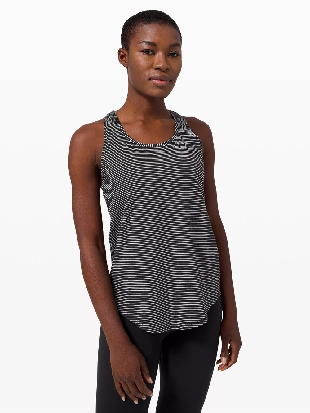 LULULEMON Love Tank *Pleated In Hype Stripe Sleeveless Top - Black & White